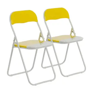 Harbour Housewares - Coloured Padded Folding Chairs - Yellow - Pack of 2