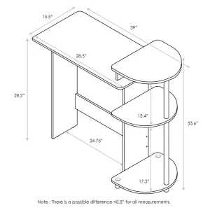 Furinno Compact Computer Desk with Shelves, Americano/Black