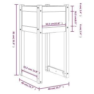 Berkfield Planter Grey 40x40x81 cm Solid Wood Pine