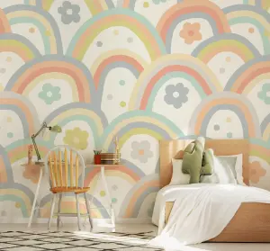 Origin Murals Rainbow Wobble Warm Grey Matt Smooth Paste the Wall Mural 300cm wide x 240cm high