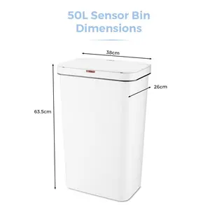 Tower T838005 Sensor Bin with Retainer Ring, Battery-Operated, 50L White