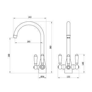 ENKI Valencia Chrome Ceramic Lever Mixer Tap for Kitchen Sink