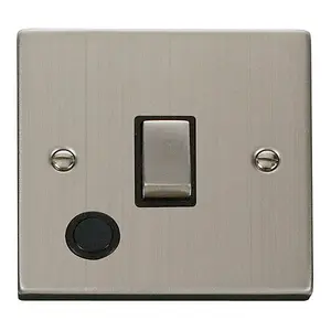 Stainless Steel 1 Gang 20A Ingot DP Switch With Flex - Black Trim - SE Home