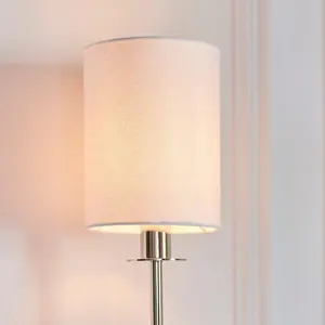 Luminosa Pistoia Shade Wall Lamp, Bright Nickel Plate, Vintage White Fabric