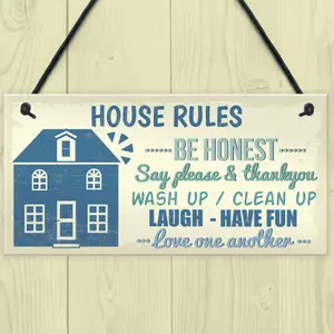 Red Ocean House Rules Cute First Home New House Gifts Home Decor Plaque Kitchen Sign