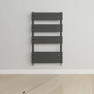 Designer Vertical Anthracite Single Panel Towel Radiator (H) 1000mm x (W) 600mm, 2168 BTU.