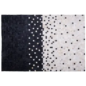 Cowhide Area Rug 160 x 230 cm Black and Beige ERFELEK