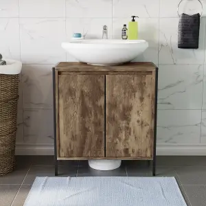 Lana Matt Brown Freestanding Double Bathroom Sink cabinet (H) 650mm (W) 600mm