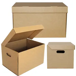 20 x Archive Cardboard Filing Storage Boxes 15x12x9" With Hinged Lids