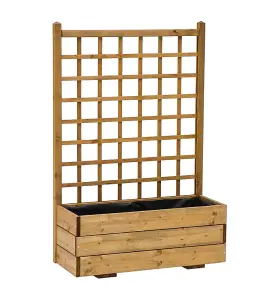 Rectangular Trellis Planter - Wood - L80 x W32 x H120 cm - Brown