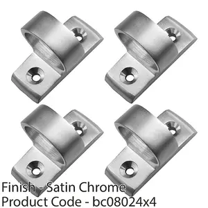 4 PACK - Vertical Fixed Ring Sash Window Lift Handle 44 x 12mm 25mm Dia Satin Chrome