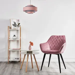 ValueLights Hampshire Pink Ceiling Pendant Shade and B22 GLS LED 6W Warm White 3000K Bulb