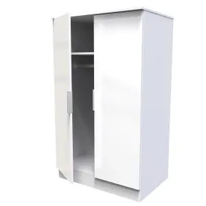 Poole 2 Door Midi Robe in White Gloss (Ready Assembled)