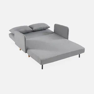 sweeek. 2-seater convertible sofa bed with reclining backrest Panam Light Grey