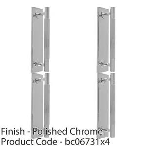 4 PACK - Lined Reeded Drawer Pull Handle & Matching Backplate Polished Chrome 200 x 40mm