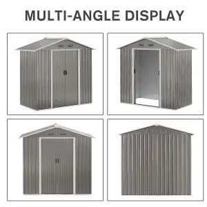 Outsunny 6.5x3.5ft Metal Garden Shed for Garden and Outdoor Storage, Grey