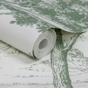 Maison Green Tree Wallpaper Grandeco Paste The Wall Off White Vinyl Textured