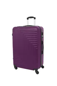 LUGGIT 3 Pcs Travel Lightweight Trolley Luggage Suitcase Set of 3 Sizes, ABS Shell - Ridged Line Purplish Red