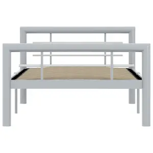 Berkfield Bed Frame Grey and White Metal 100x200 cm