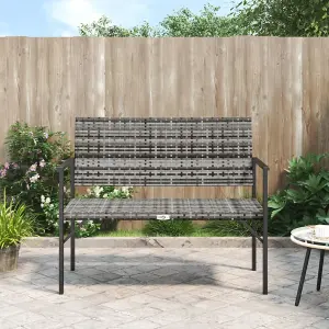 Berkfield 2-Seater Garden Bench Grey Poly Rattan