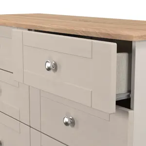 Sussex Ready assembled Beige & oak 6 Drawer Chest (H)792mm (W)1117mm (D)414mm