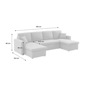 sweeek. 4-seater panoramic sofa bed in fabric Urban Dark Heather Grey 281x142x86 cm