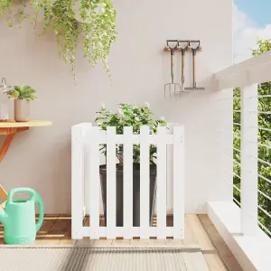 Berkfield Garden Planter with Fence Design White 70x70x70 cm Solid Wood Pine