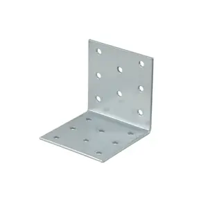 Abru Silver effect Powder-coated Steel Perforated Angle bracket (H)60mm (W)60mm (L)60mm