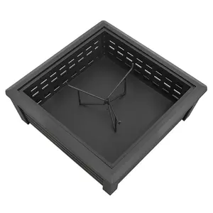 89cm Square Black Fire Pit - Modern Design for Garden Gatherings