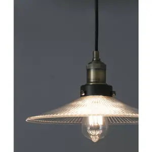 Luminosa Halita 1 Light Dome Ceiling Pendant Antique Brass with Plate Shade, E27