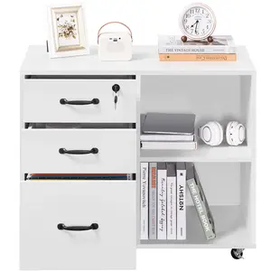 203.2cm Wide 3 -Drawer Mobile File Cabinet White