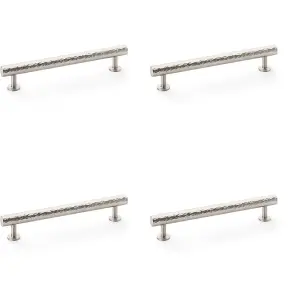 4 PACK - Hammered T Bar Pull Handle - Satin Nickel - 160mm Centres SOLID BRASS Drawer