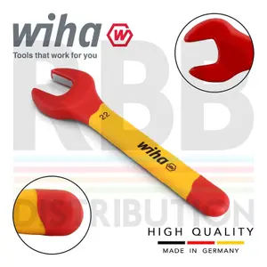 Wiha Spanner Wrench 22mm VDE Electricians Single Insulated Open End 43040