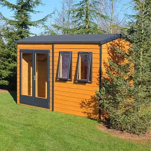 Shire 12 x 7 Feet Double Door with Two Opening Windows Dip Treated Garden Studio Summerhouse