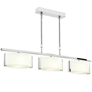 Semi Flush Ceiling Light Chrome Height Adjustable 3 Bulb Hanging Pendant Lamp