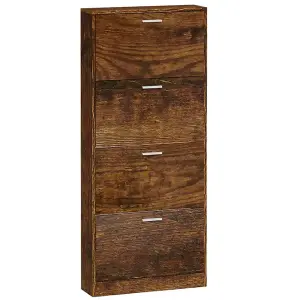 Shoe Cabinet Smoked Oak 59x17x150 cm Engineered Wood