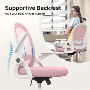 Ergonomic Breathable Mesh Office Chair with Lumbar Support-Pink