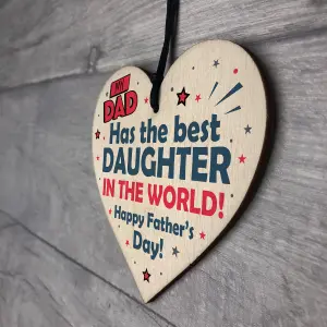 Red Ocean Fathers Day Gift From Daughter Novelty Wooden Heart Sign Gifts For DAD Him