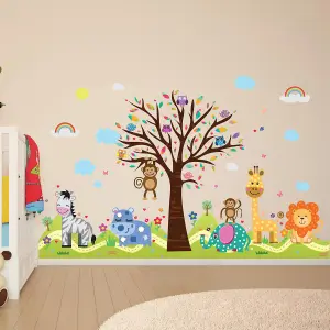 Walplus Combo Kids - Happy London Zoo - Happy Hills Wall Sticker PVC