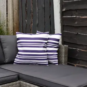 Gardenwize Pair of Outdoor Garden Sofa Chair Furniture Scatter Cushions- Blue Stripe