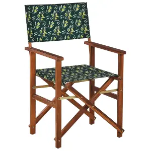 Set of 2 Garden Chairs CINE Acacia Wood Dark Green