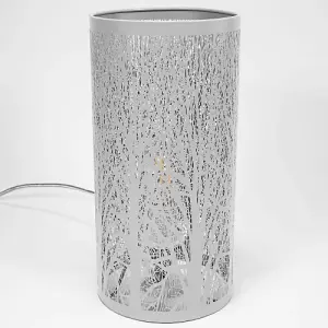 Unique and Beautiful Matt Grey Metal Forest Design Table Lamp with Cable Switch