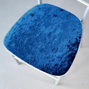 Royal Blue Velvet Chair Seat Pad Covers - Pack of 10