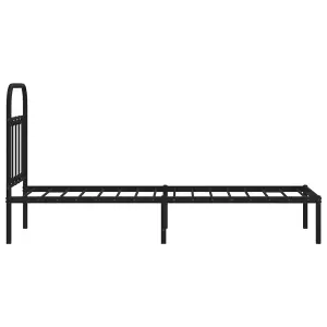 Berkfield Metal Bed Frame with Headboard Black 75x190 cm