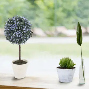 URBNLIVING 41cm Height Decorative Artificial Outdoor Ball Blue Plant Tree Pot Colour Large