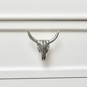 Melody Maison Silver Buffalo Skull Drawer Knob