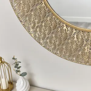 Melody Maison Round Antique Gold Effect Filigree Mirror 90cm x 90cm