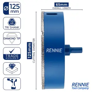 125mm Diamond Hole Saw Drill Bit For Tiles, Ceramic, Porcelain. Holesaw