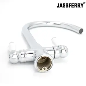 JASSFERRY Kitchen Mixer Tap Elegant White Ceramic Dual Handle Monobloc Sink Faucet Chrome