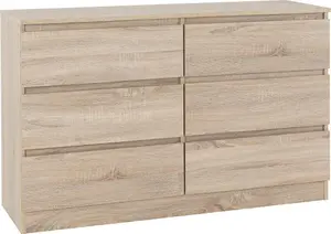 Malvern 6 Drawer Chest Sonoma Oak Effect Metal Runners